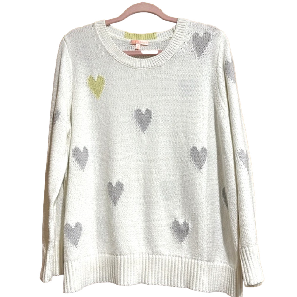 Lisa Todd Cable Knit Hearts Sweater Plus Size 1X - EUC